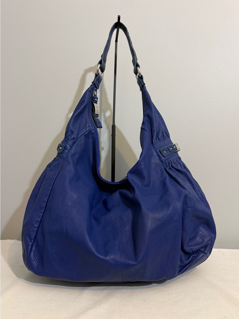 Kenneth Cole Reaction Genuine Leather Hobo Shoulder Bag Royal Blue Y2K